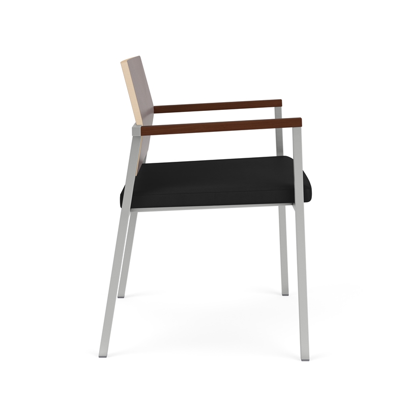 Avon Reception Oversize Chair UPH Seat HPL Back / Silver Steel / Walnut / Black
