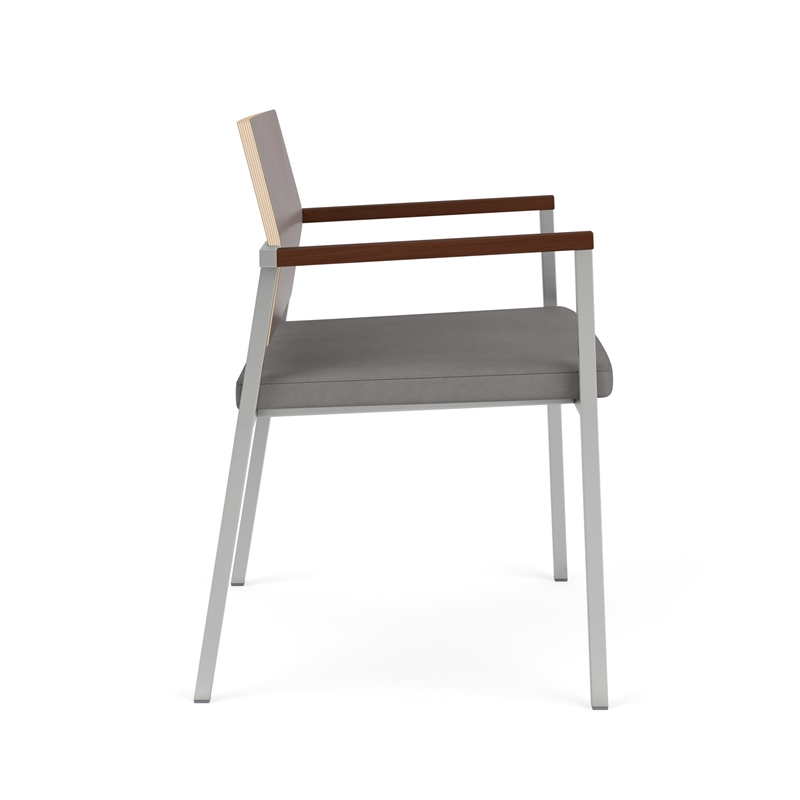 Avon Reception Oversize Chair UPH Seat HPL Back / Silver Steel / Walnut / Gray