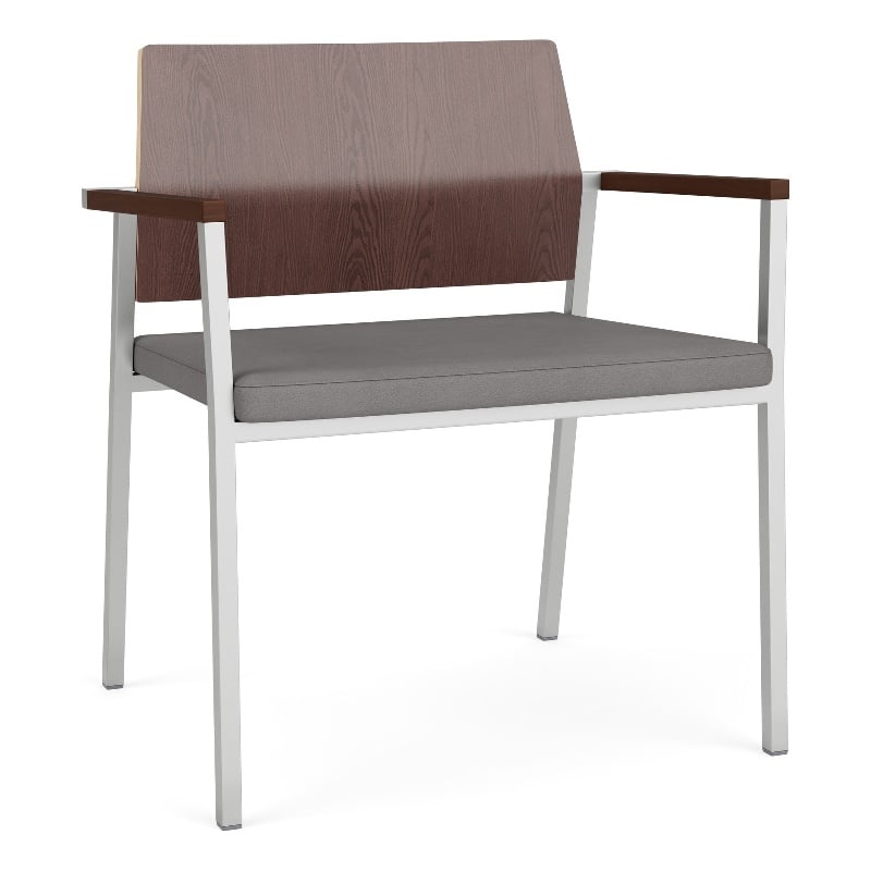 Avon Reception Oversize Chair UPH Seat HPL Back / Silver Steel / Walnut / Gray