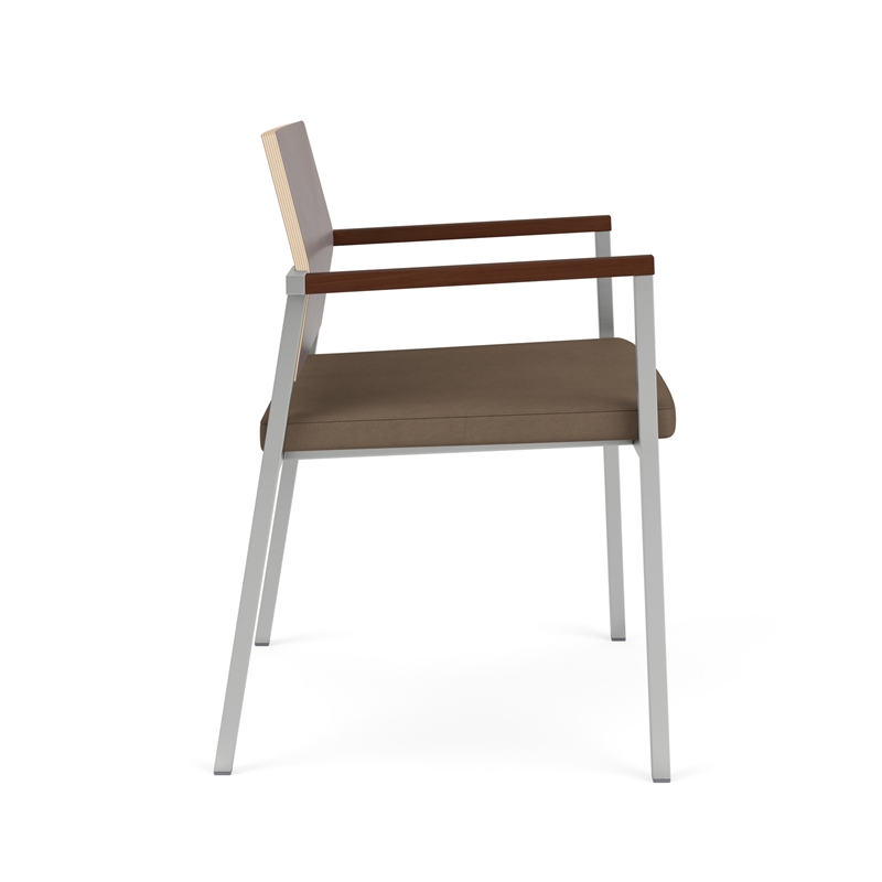 Avon Reception Oversize Chair UPH Seat HPL Back / Silver Steel / Walnut / Brown