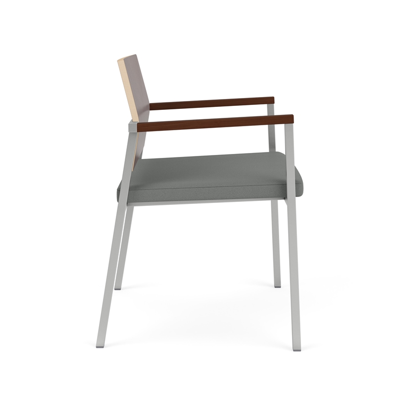 Avon Reception Oversize Chair UPH Seat HPL Back / Silver Steel / Walnut / Gray