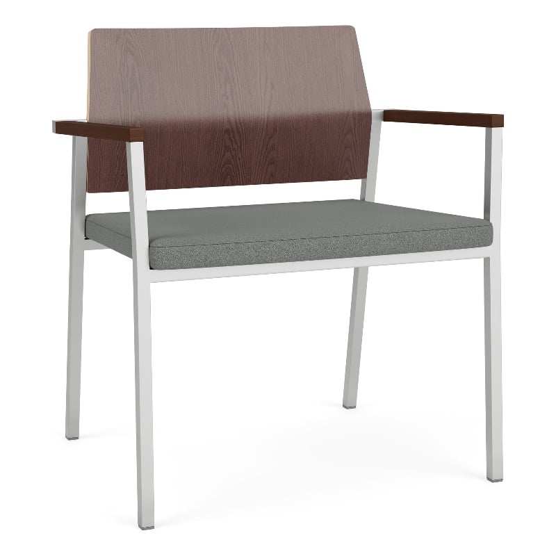 Avon Reception Oversize Chair UPH Seat HPL Back / Silver Steel / Walnut / Gray