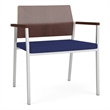 Avon Reception Oversize Chair UPH Seat HPL Back / Silver Steel / Walnut / Blue
