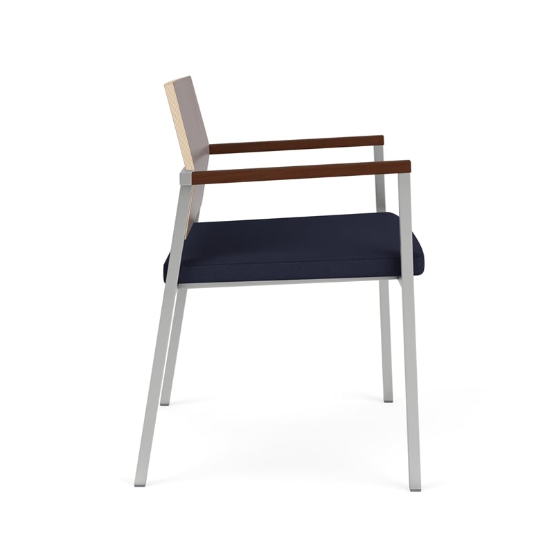 Avon Reception Oversize Chair UPH Seat HPL Back / Silver / Walnut / Navy Blue