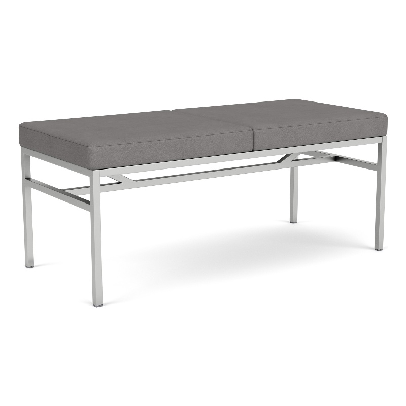 Avon Reception Waiting 2 Seat Bench 550 LB Capacity / Silver Steel / Light Gray