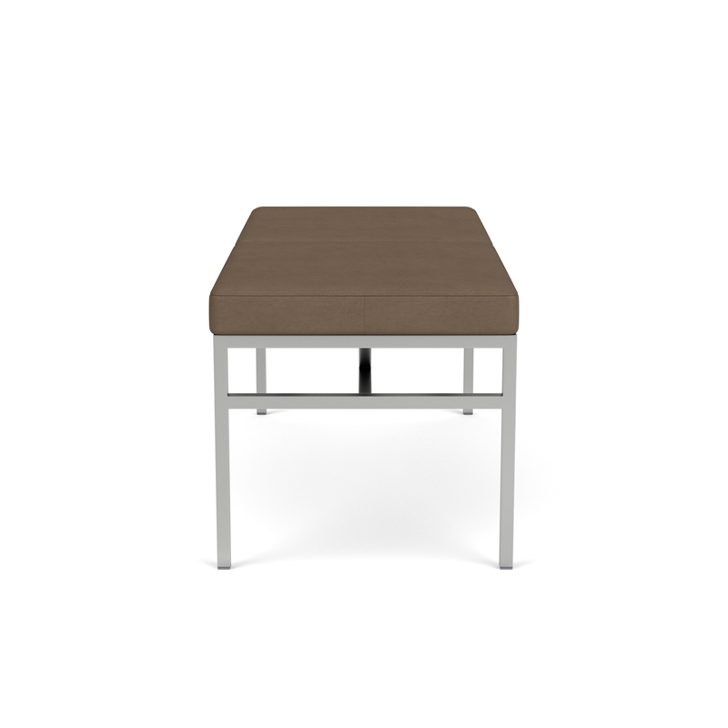 Avon Reception Waiting 2 Seat Bench 550 LB Capacity / Silver Steel / Brown