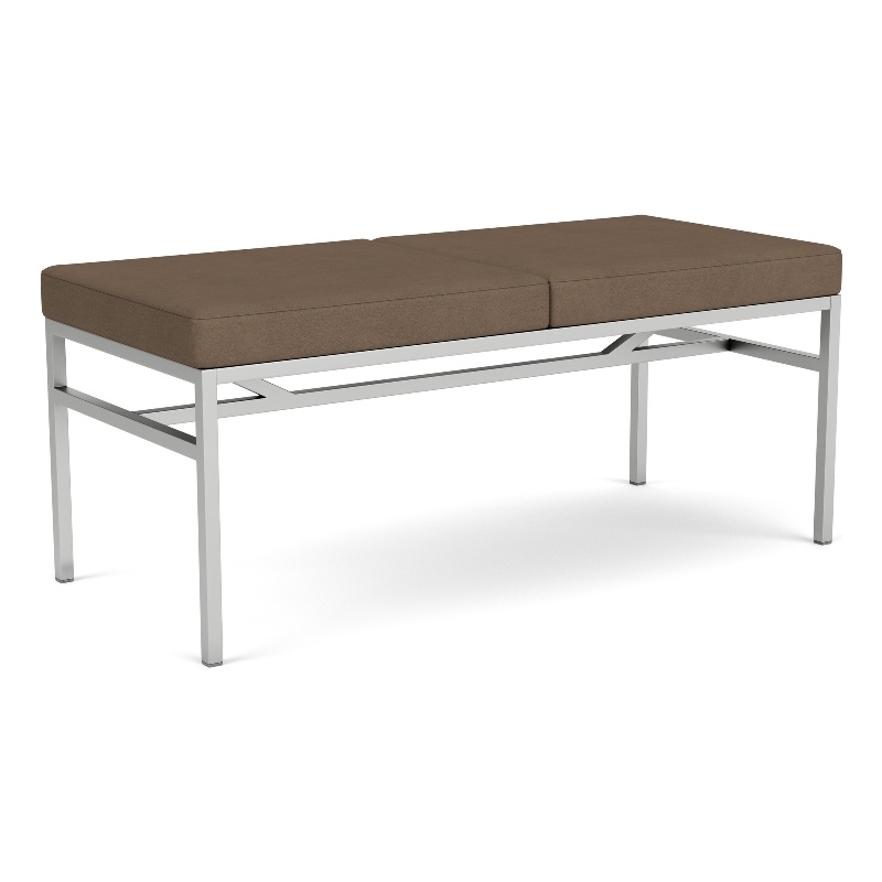 Avon Reception Waiting 2 Seat Bench 550 LB Capacity / Silver Steel / Brown