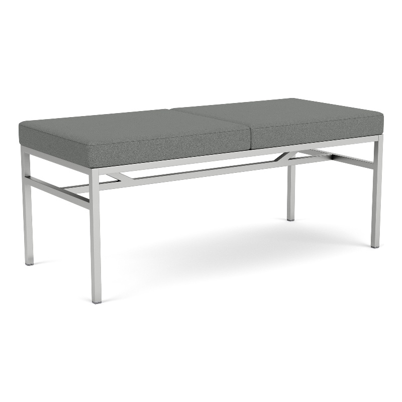 Avon Reception Waiting 2 Seat Bench 550 LB Capacity / Silver Steel / Light Gray