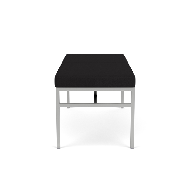 Avon Reception Waiting 2 Seat Bench 550 LB Capacity / Silver Steel / Black