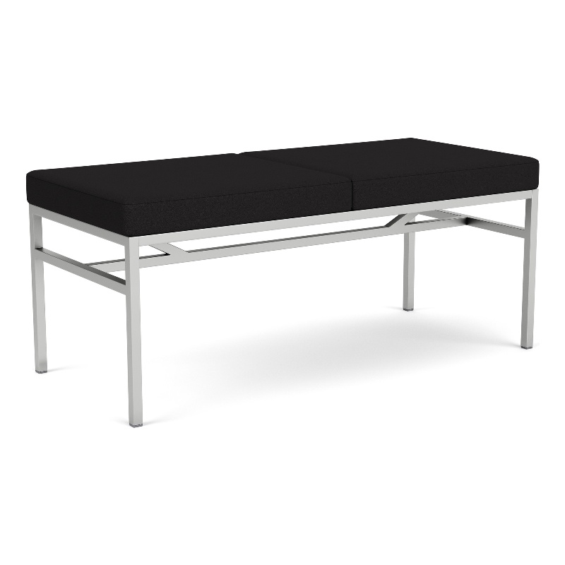 Avon Reception Waiting 2 Seat Bench 550 LB Capacity / Silver Steel / Black