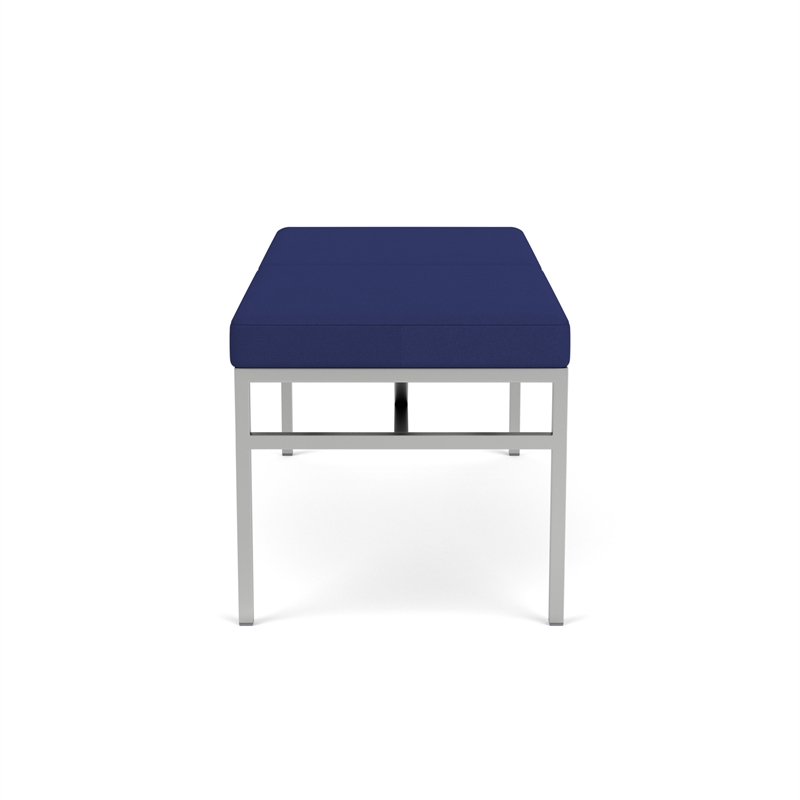 Avon Reception Waiting 2 Seat Bench 550 LB Capacity / Silver Steel / Blue