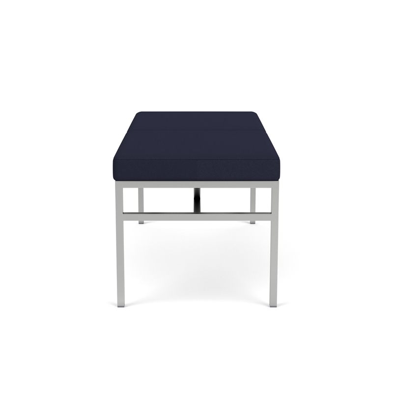 Avon Reception Waiting 2 Seat Bench 550 LB Capacity / Silver Steel / Navy Blue