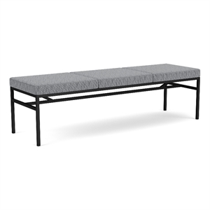 Avon Reception Waiting 3 Seat Bench 650 LB Capacity / Black Steel / Gray