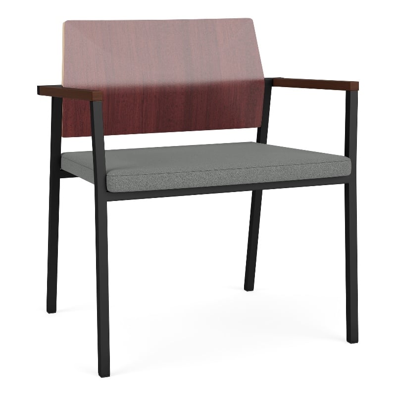Avon Reception Oversize Chair UPH Seat HPL Back / Black Steel / Mahogany / Gray