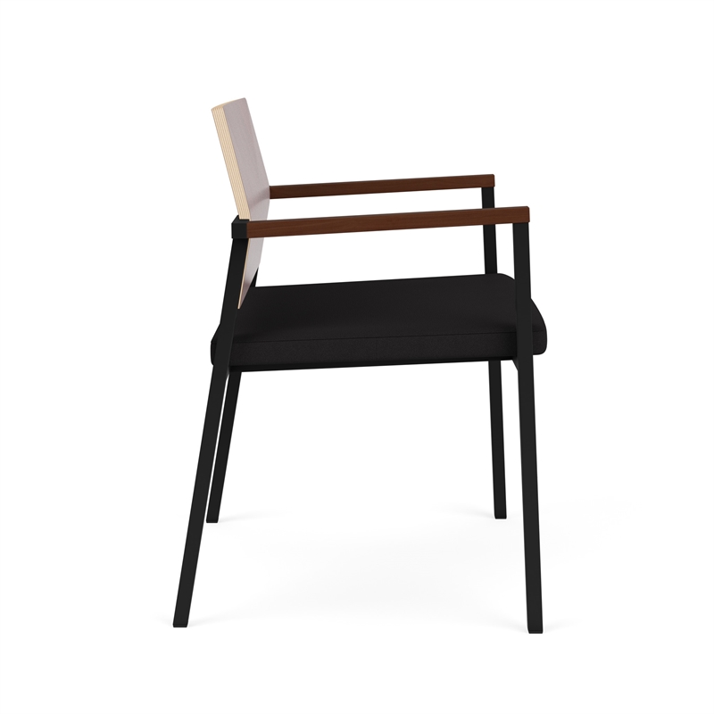 Avon Reception Oversize Chair UPH Seat HPL Back / Black Steel / Mahogany / Black