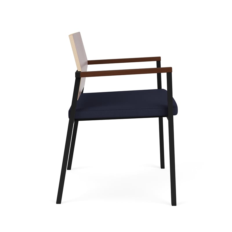 Avon Reception Oversize Chair UPH Seat HPL Back / Black / Mahogany / Navy Blue