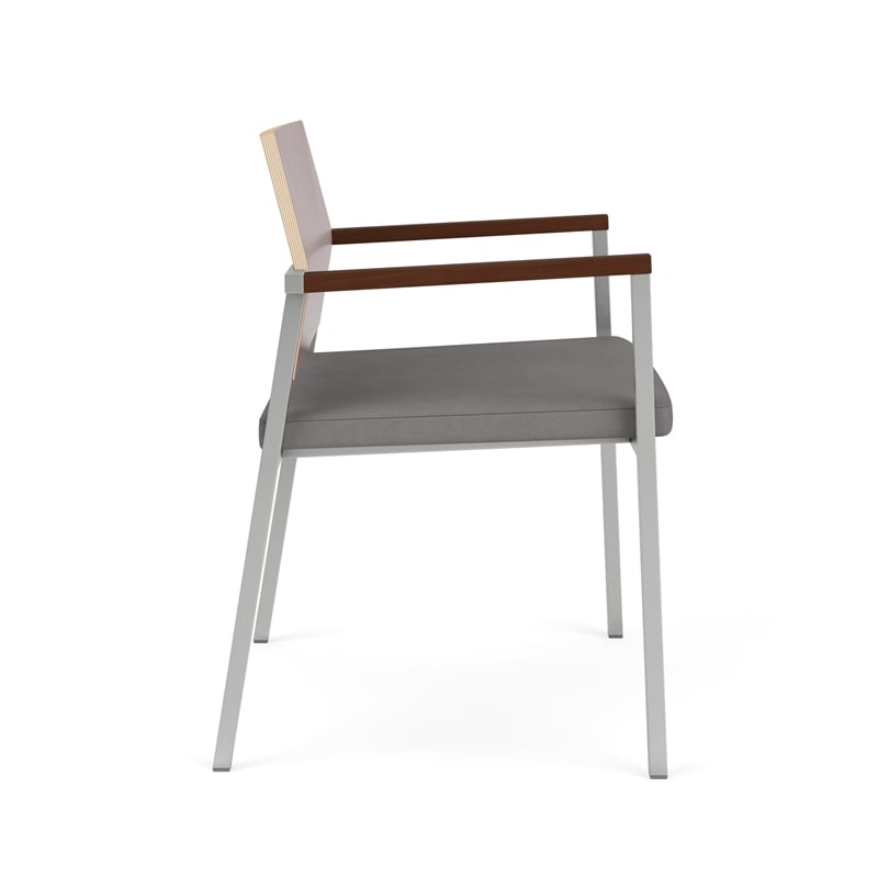 Avon Reception Oversize Chair UPH Seat HPL Back / Silver Steel / Mahogany / Gray