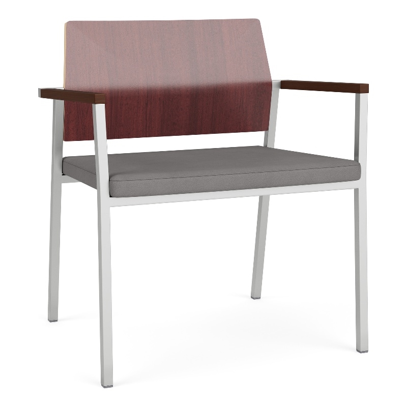 Avon Reception Oversize Chair UPH Seat HPL Back / Silver Steel / Mahogany / Gray