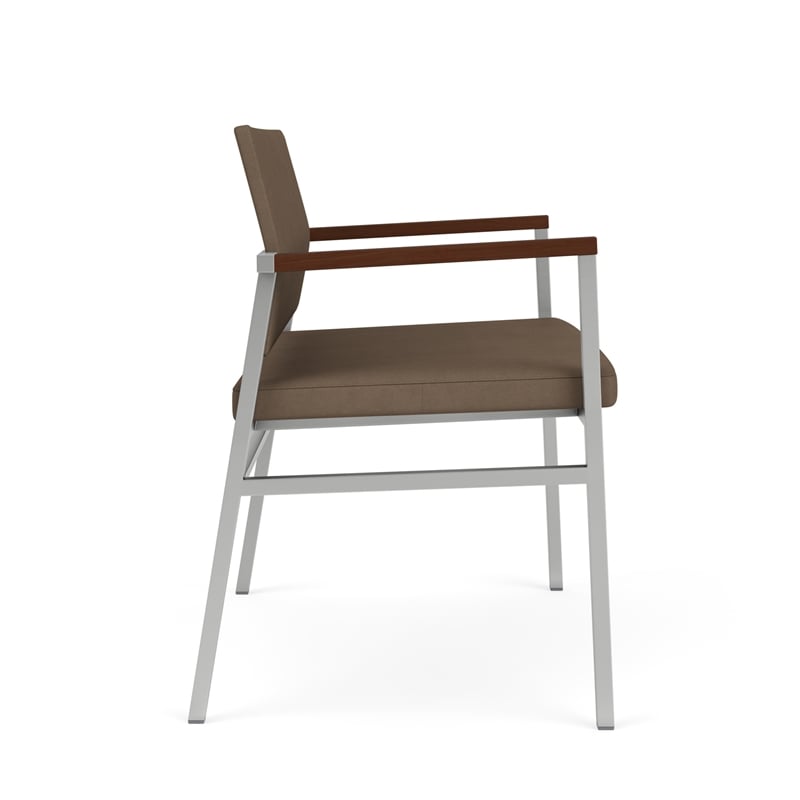 Avon Reception Waiting Bariatric Chair UPH Seat Back / Silver Steel / Brown