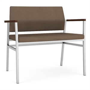 Avon Reception Waiting Bariatric Chair UPH Seat Back / Silver Steel / Brown