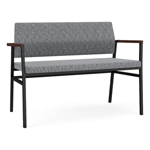 Avon Reception Waiting 2 Seater UPH Seat Back No Cntr Arms / Black Steel / Gray