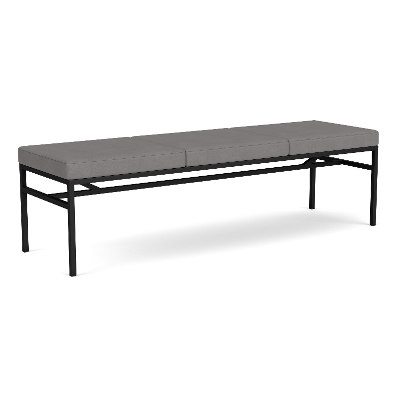Avon Reception Waiting 3 Seat Bench 650 LB Capacity / Black Steel / Light Gray