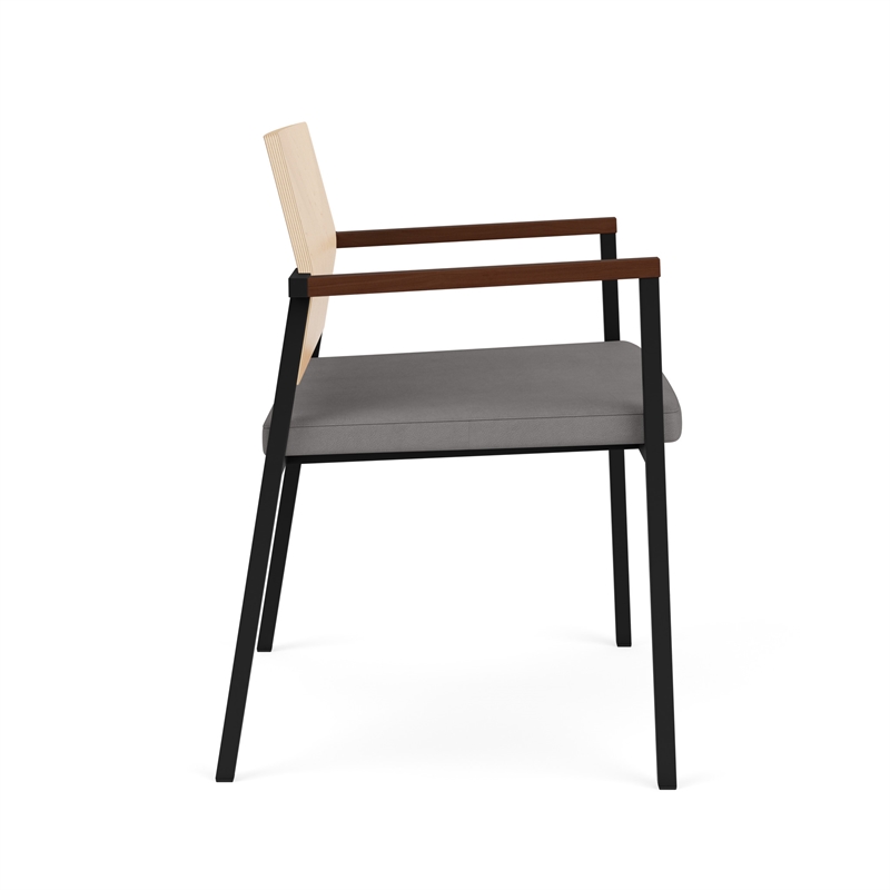 Avon Reception Oversize Chair UPH Seat HPL Back / Black Steel / Natural / Gray