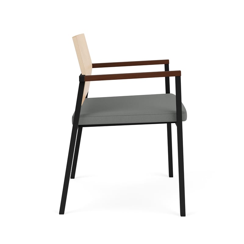 Avon Reception Oversize Chair UPH Seat HPL Back / Black Steel / Natural / Gray