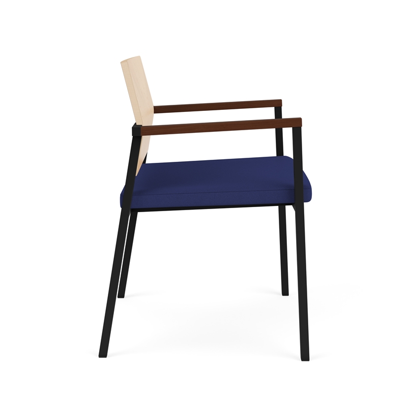 Avon Reception Oversize Chair UPH Seat HPL Back / Black Steel / Natural / Blue