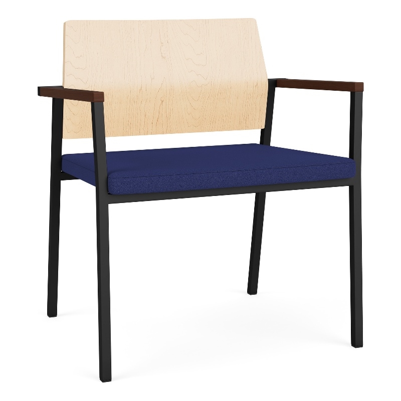 Avon Reception Oversize Chair UPH Seat HPL Back / Black Steel / Natural / Blue