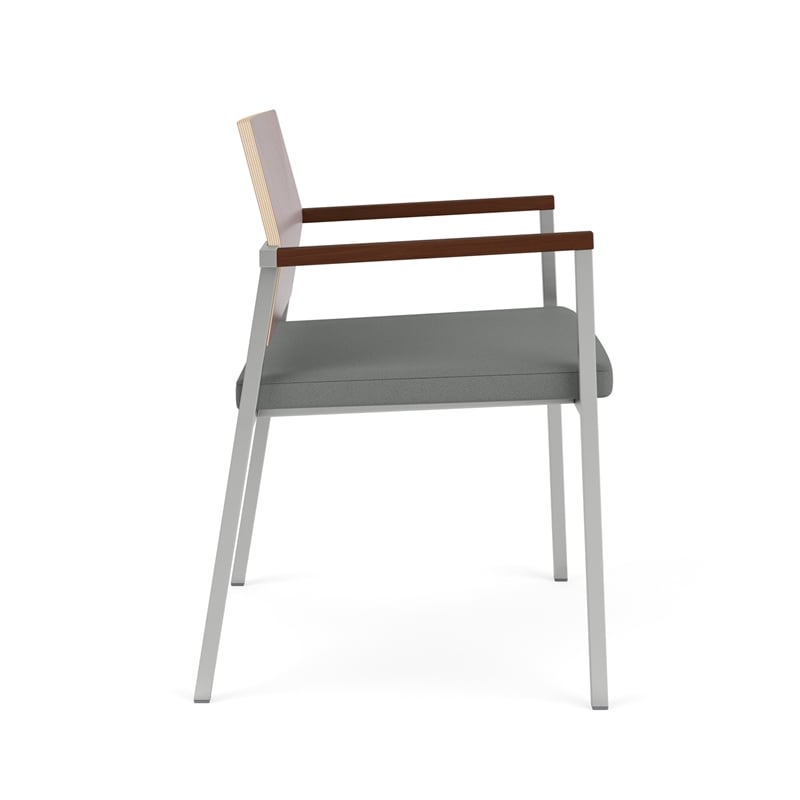 Avon Reception Oversize Chair UPH Seat HPL Back / Silver Steel / Mahogany / Gray