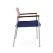 Avon Reception Oversize Chair UPH Seat HPL Back / Silver Steel / Mahogany / Blue