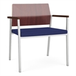 Avon Reception Oversize Chair UPH Seat HPL Back / Silver Steel / Mahogany / Blue
