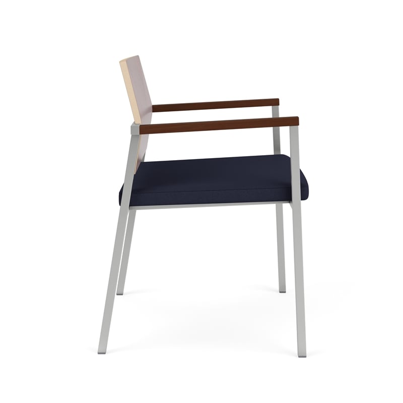Avon Reception Oversize Chair UPH Seat HPL Back / Silver / Mahogany / Navy Blue