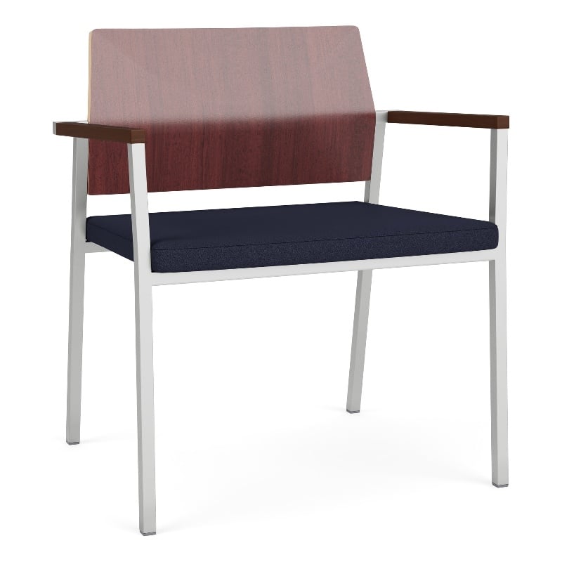 Avon Reception Oversize Chair UPH Seat HPL Back / Silver / Mahogany / Navy Blue