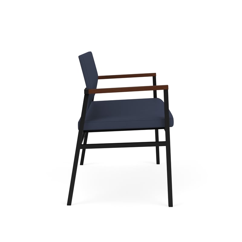 Avon Reception Waiting 2 Seater UPH Seat Back No Cntr Arms / Black Steel / Blue