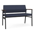 Avon Reception Waiting 2 Seater UPH Seat Back No Cntr Arms / Black Steel / Blue