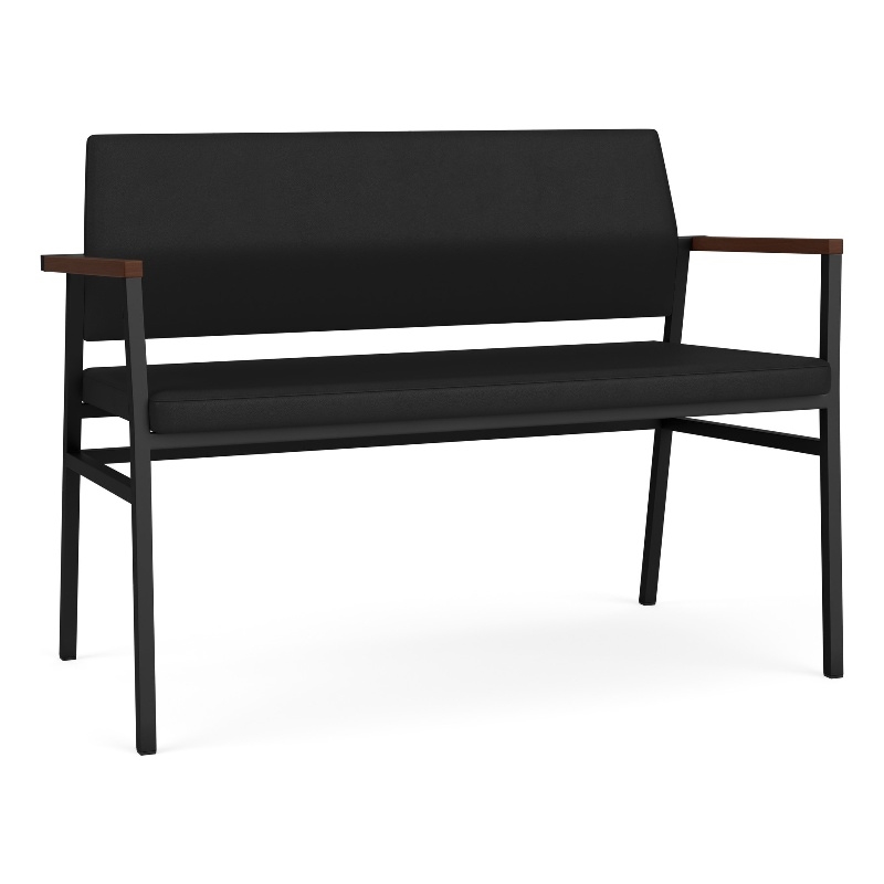 Avon Reception Waiting 2 Seater UPH Seat Back No Cntr Arms / Black Steel / Black