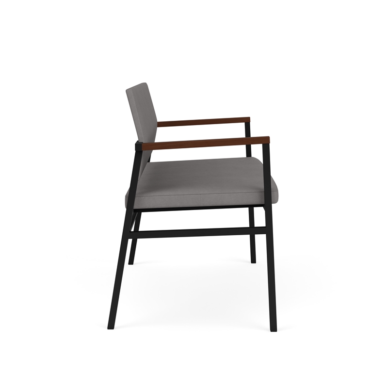 Avon Reception 2 Seater UPH Seat Back No Cntr Arms / Black Steel / Light Gray