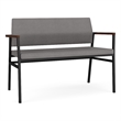 Avon Reception 2 Seater UPH Seat Back No Cntr Arms / Black Steel / Light Gray