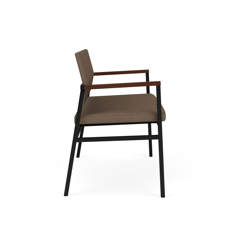 Avon Reception Waiting 2 Seater UPH Seat Back No Cntr Arms / Black Steel / Brown