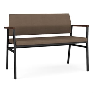 Avon Reception Waiting 2 Seater UPH Seat Back No Cntr Arms / Black Steel / Brown
