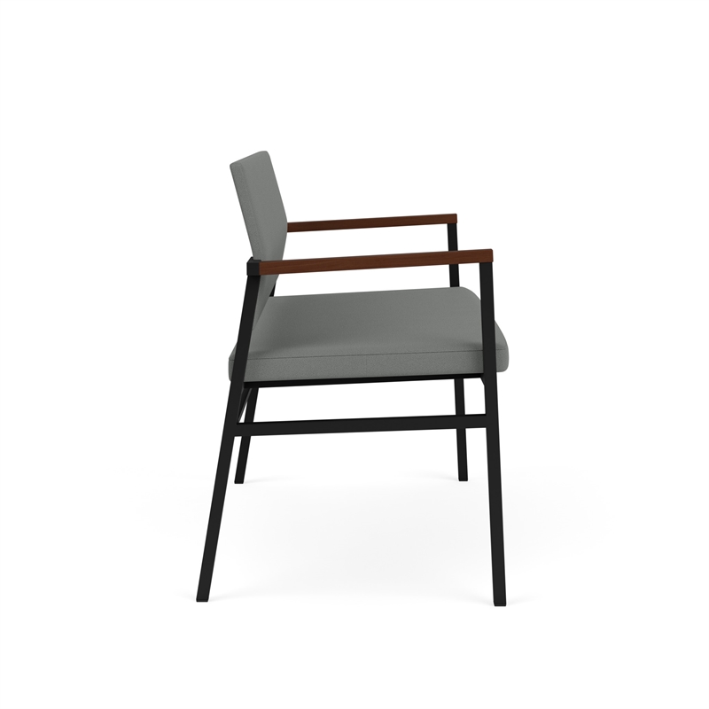 Avon Reception 2 Seater UPH Seat Back No Cntr Arms / Black Steel / Light Gray