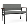 Avon Reception 2 Seater UPH Seat Back No Cntr Arms / Black Steel / Light Gray