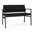 Avon Reception Waiting 2 Seater UPH Seat Back No Cntr Arms / Black Steel / Black