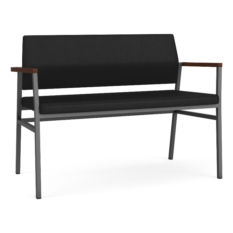 Avon Reception 2 Seater UPH Seat Back No Cntr Arms / Charcoal Steel / Black