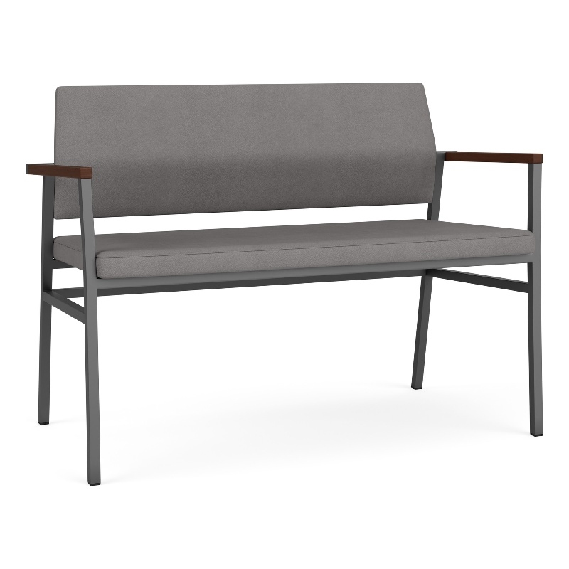 Avon Reception 2 Seater UPH Seat Back No Cntr Arms / Charcoal Steel / Light Gray