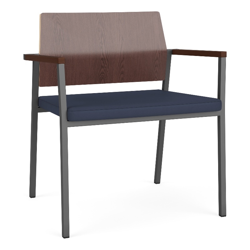 Avon Reception Oversize Chair UPH Seat HPL Back / Charcoal Steel / Walnut / Blue