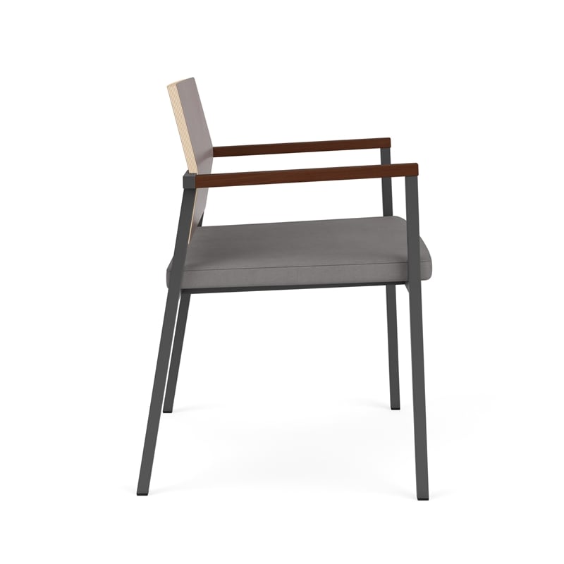 Avon Reception Oversize Chair UPH Seat HPL Back / Charcoal Steel / Walnut / Gray