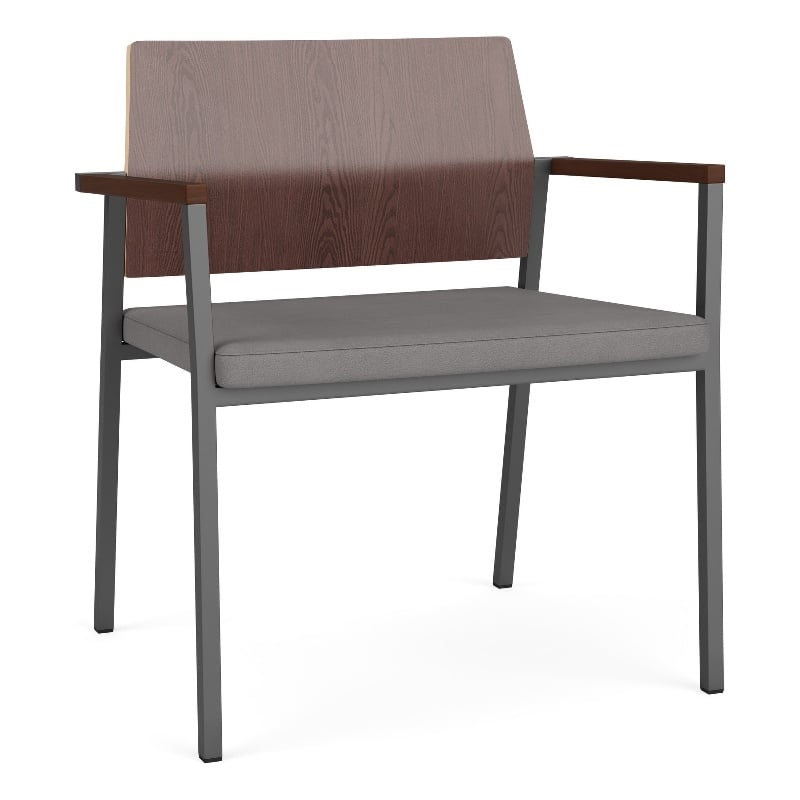 Avon Reception Oversize Chair UPH Seat HPL Back / Charcoal Steel / Walnut / Gray
